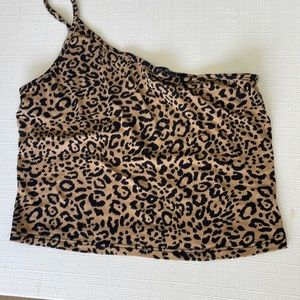 Cheetah print one shoulder crop top